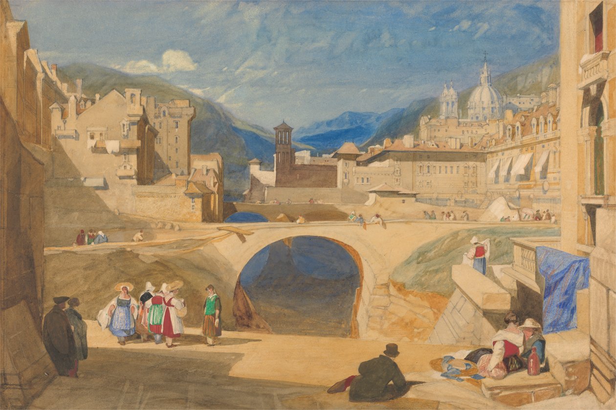 Pont dans une ville continentale - John Sell Cotman