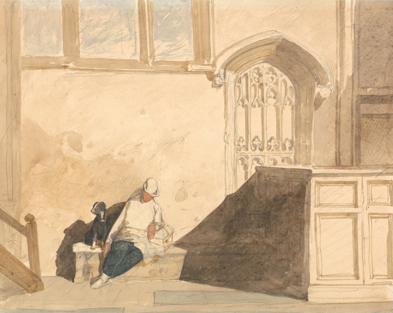 Un garçon de course endormi dans une église - John Sell Cotman