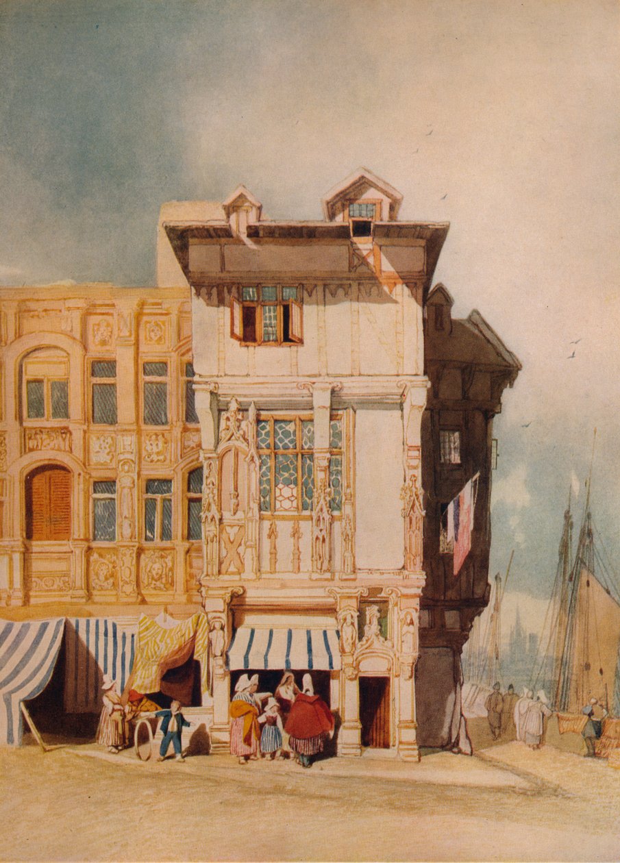 Vieilles maisons, avec personnages, vers 1836 - John Sell Cotman