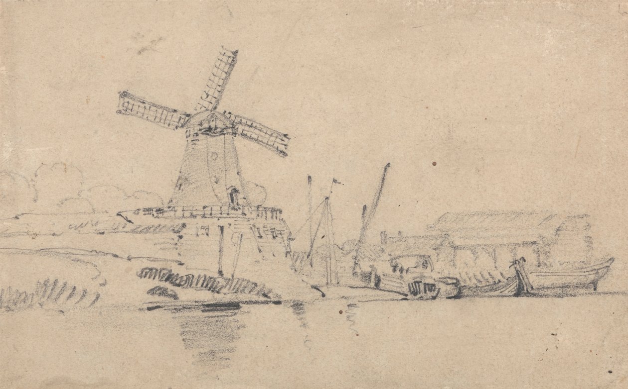 Rivière et Moulin à Vent - John Sell Cotman