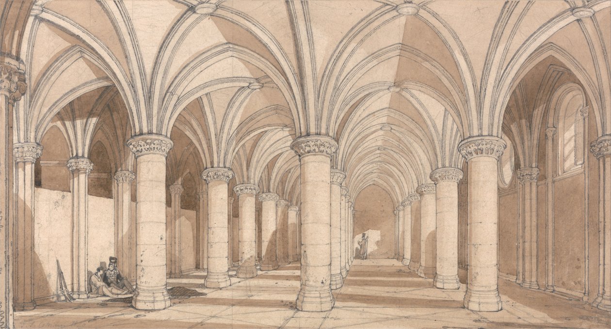 Salle des Barons, Mont Saint Michel - John Sell Cotman