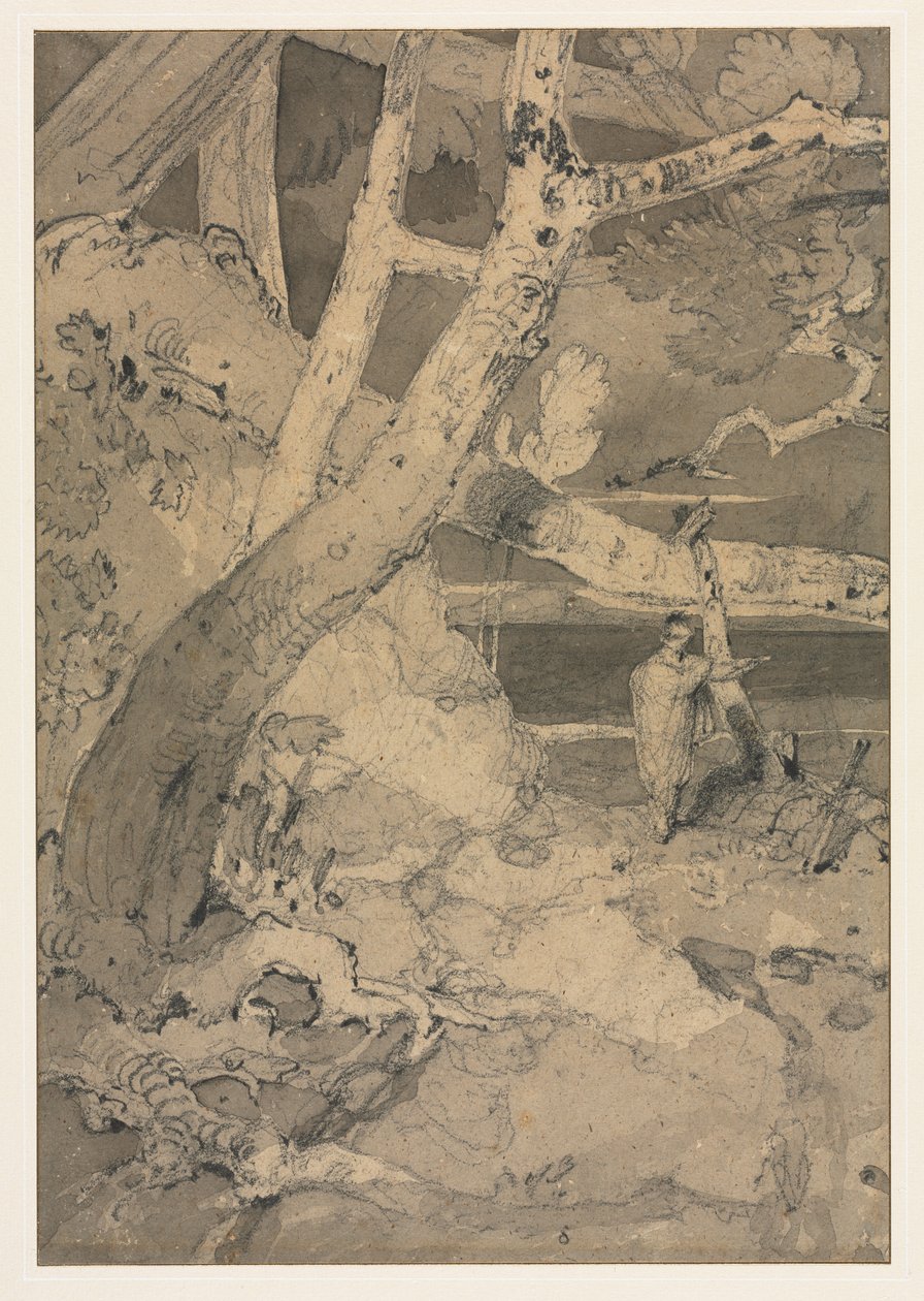 Voyageur dans un paysage boisé - John Sell Cotman