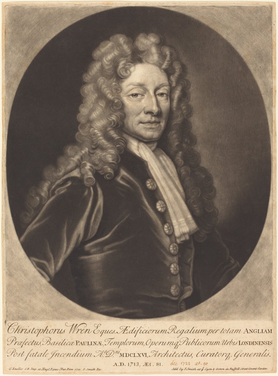 Sir Christopher Wren - John Smith after Sir Godfrey Kneller