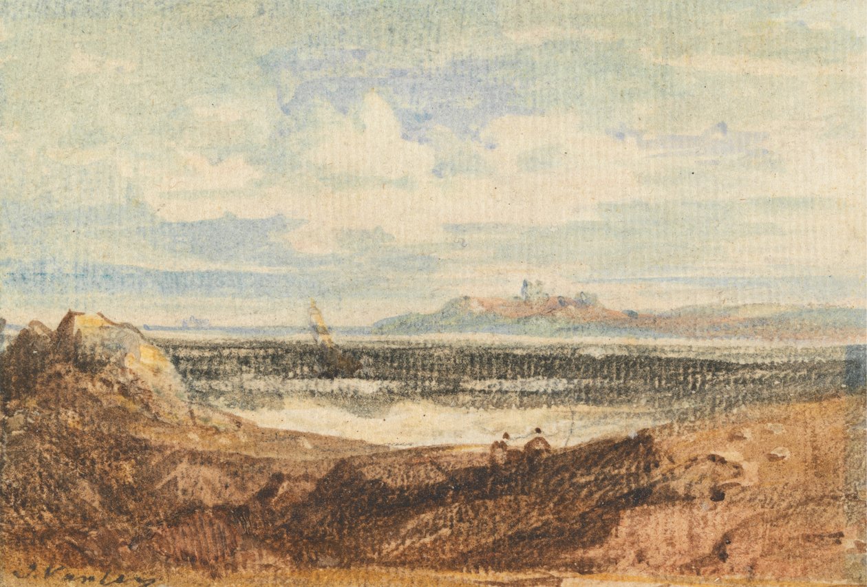 Vue de la côte escarpée, Bamburgh, Northumberland - John Varley