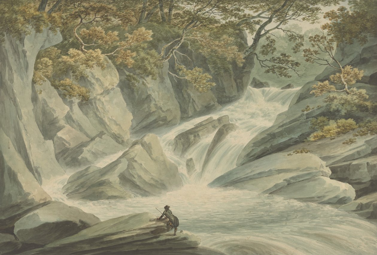 Hafod : Partie supérieure de la cascade - John Warwick Smith
