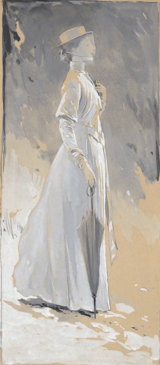 Jeune femme en blanc : Mlle Cynthia - John White Alexander