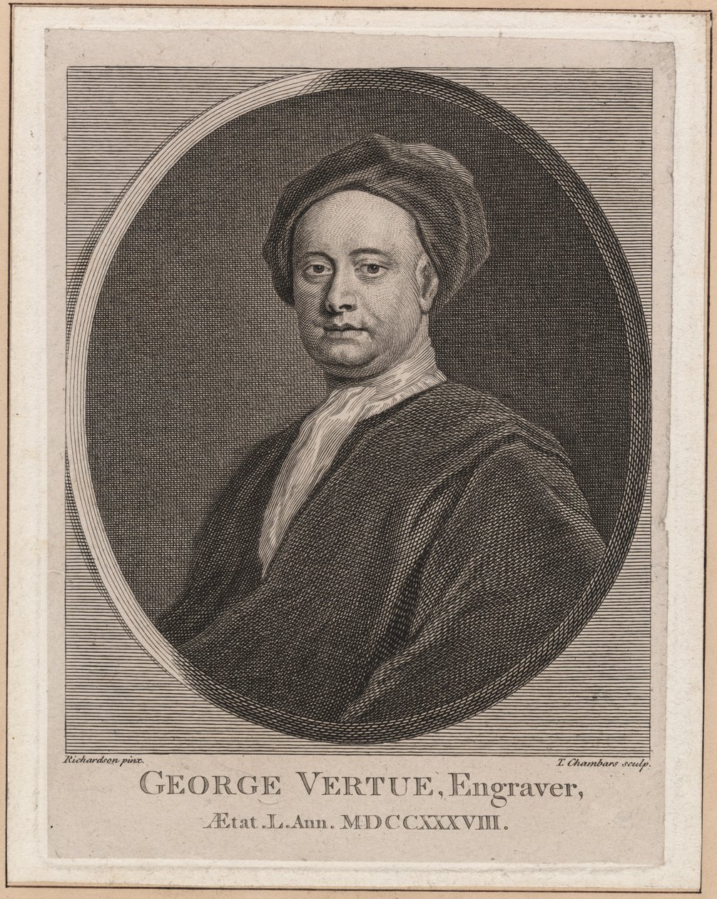 George Vertue, gravé par Thomas Chambars (1724-89), c.1762 - Jonathan Richardson