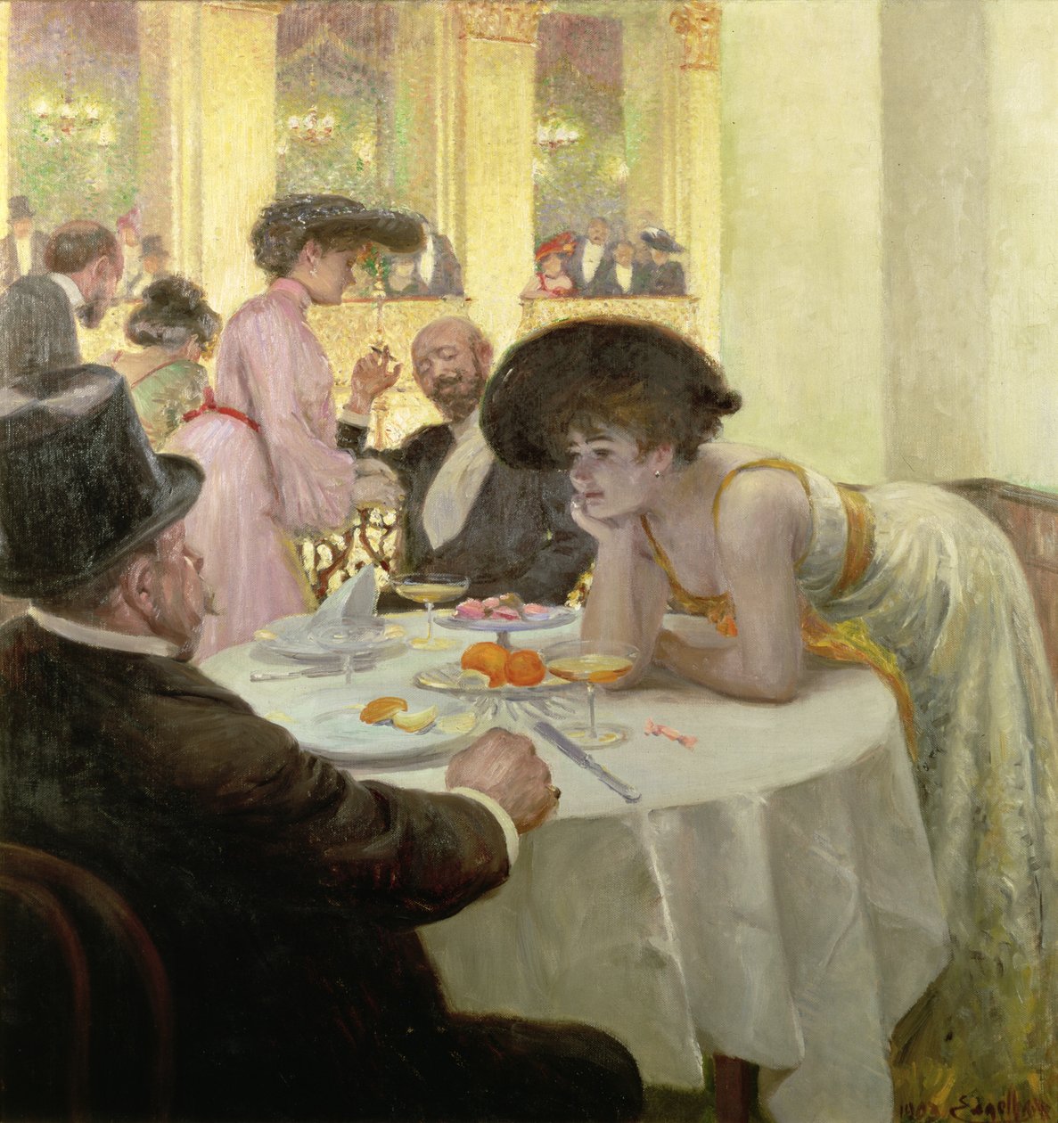 Dîner avec des amis - Josef Engelhart