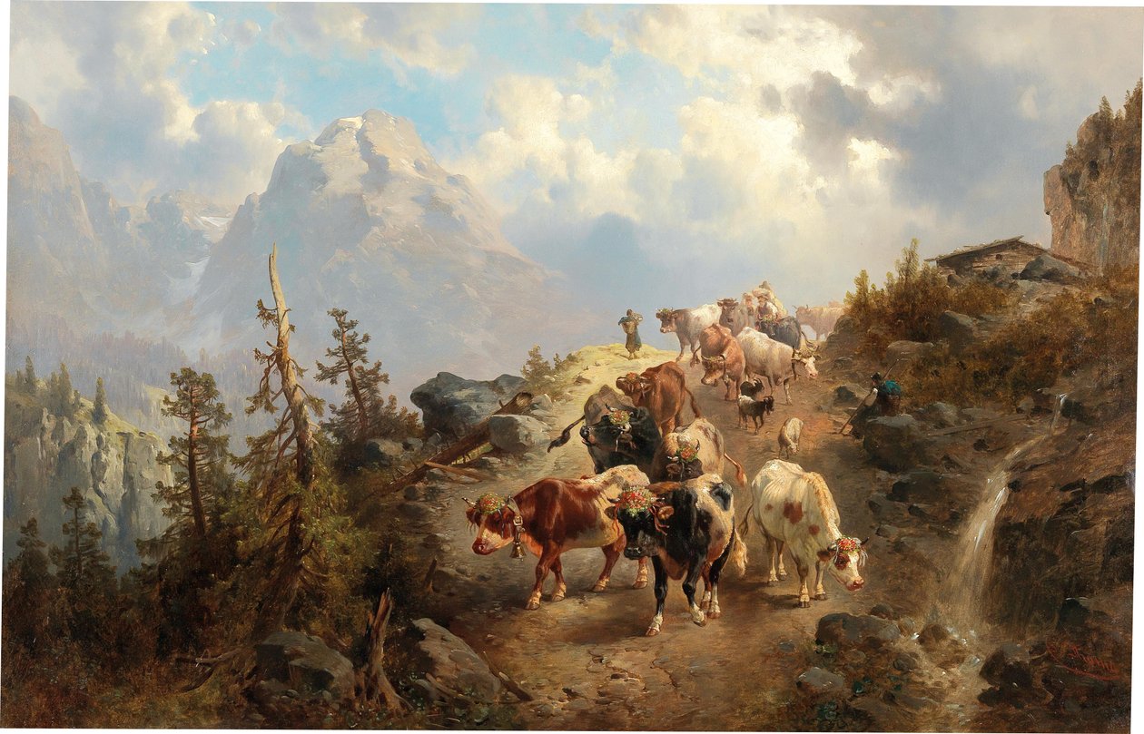 Descente du bétail des Alpes - Josef Thoma