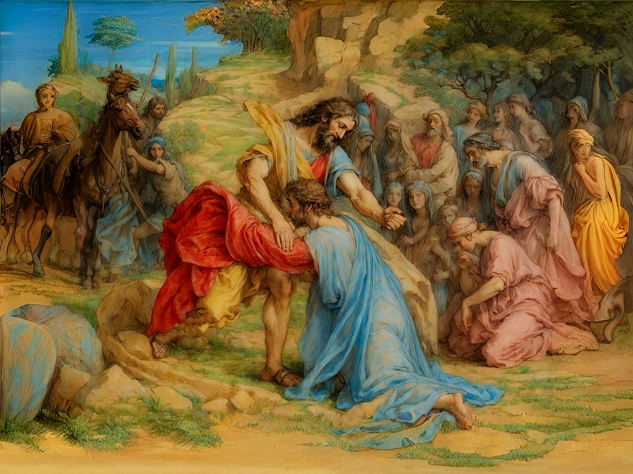 Jacob et Ésaü se réconcilient - Josef Johann Michel