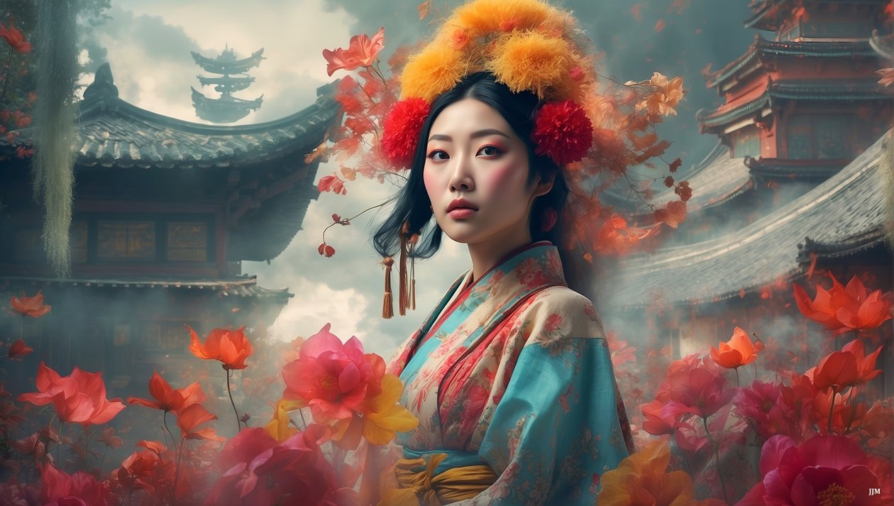 Scène onirique japonaise - Josef Johann Michel