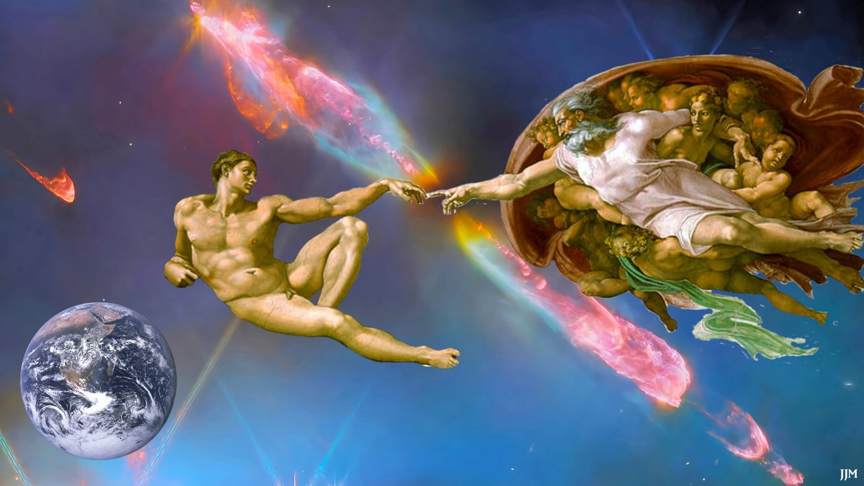 JJM-recreate: Michelangelo_Die Erschaffung Adams+JWST - Josef Johann Michel