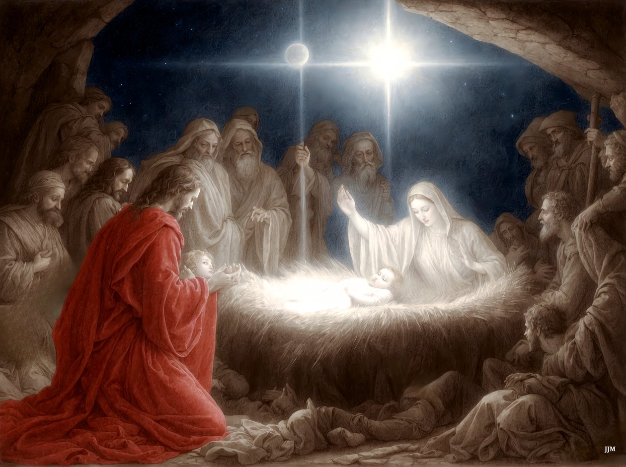 Jésus dans la crèche - Josef Johann Michel