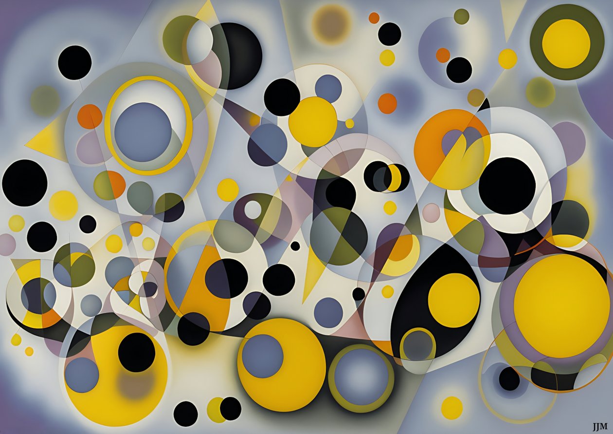 abstrait : argent-jaune_cercles 1 - Josef Johann Michel