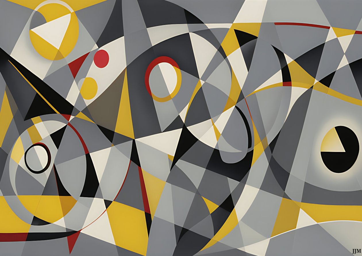 abstrait : argent-jaune_cercles 2 - Josef Johann Michel