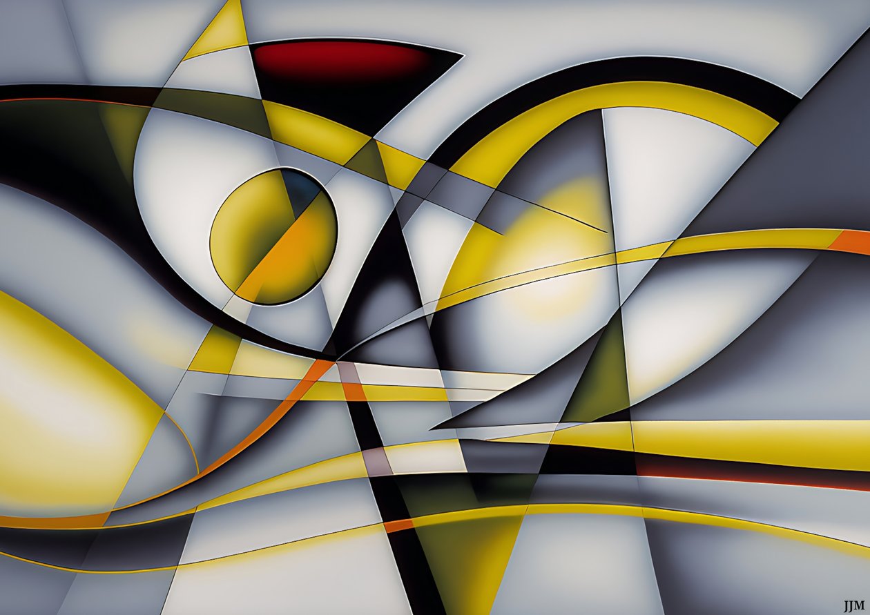 abstrait : argent-jaune_courbe 1 - Josef Johann Michel