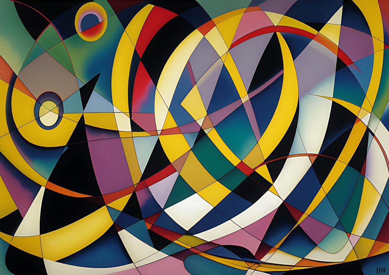 abstrait : argent-jaune_courbe 7 - Josef Johann Michel
