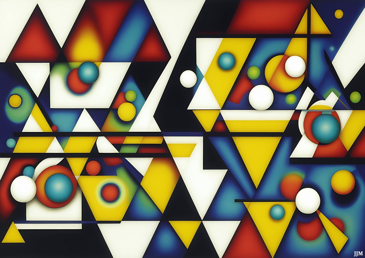 abstrait : sphères+triangles 4 - Josef Johann Michel