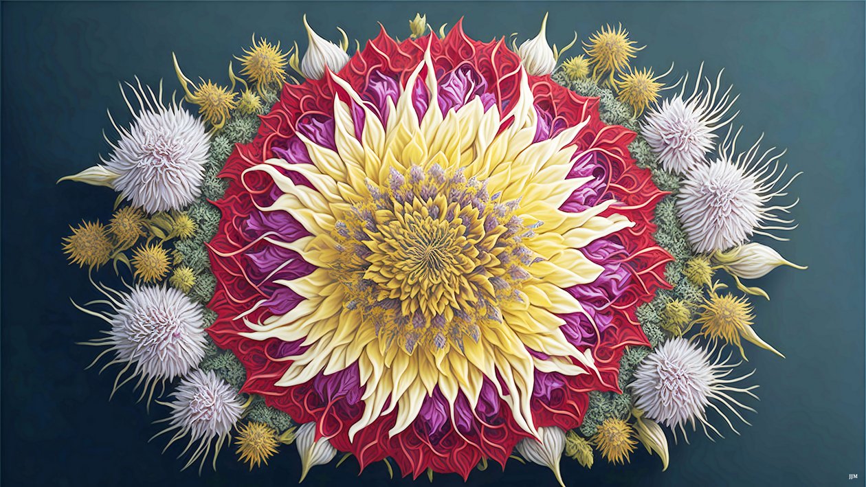 mandala: éléments de chardon avec fleur_01 - Josef Johann Michel