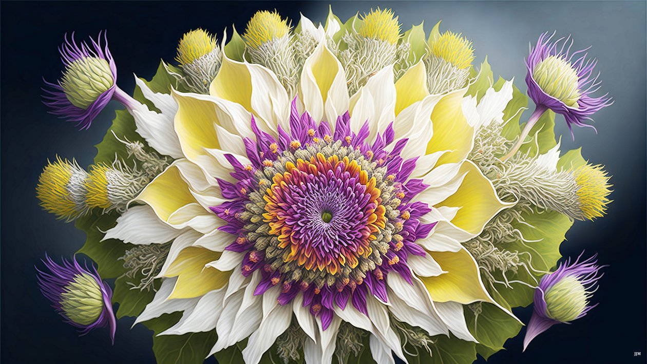 mandala: éléments de chardon avec fleur_02 - Josef Johann Michel