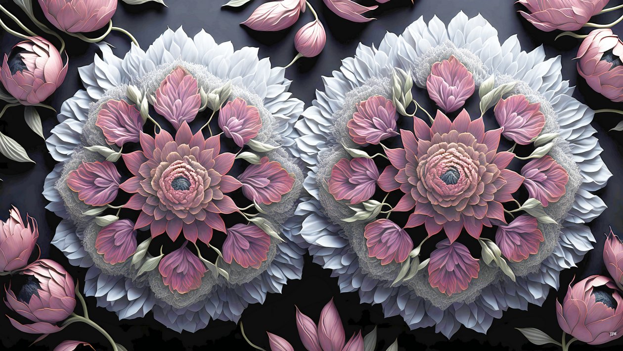 mandala: éléments de pivoines_01 - Josef Johann Michel