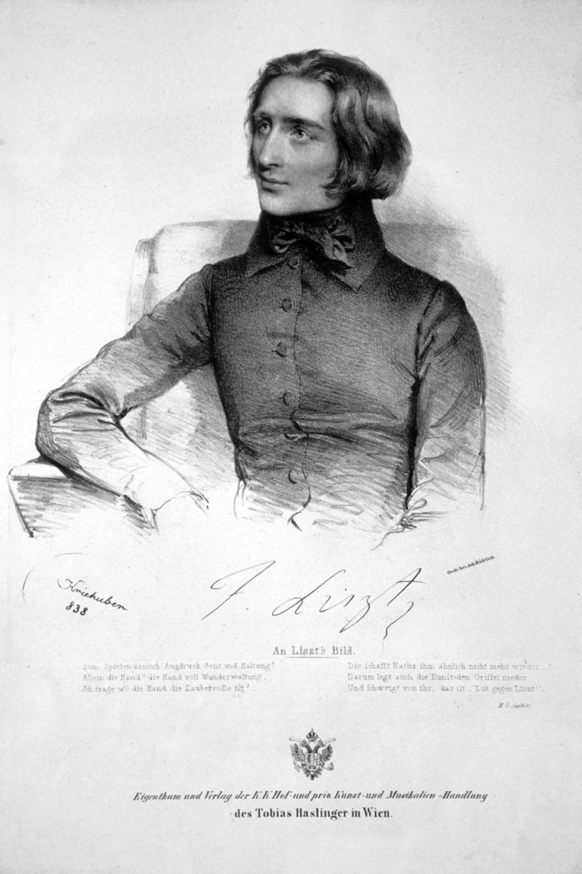 Franz Liszt Litho 1838 - Josef Kriehuber