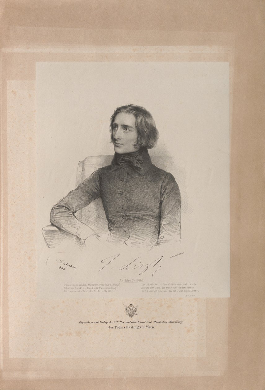 Portrait de Franz Liszt 1811-1886, 1838 - Josef Kriehuber