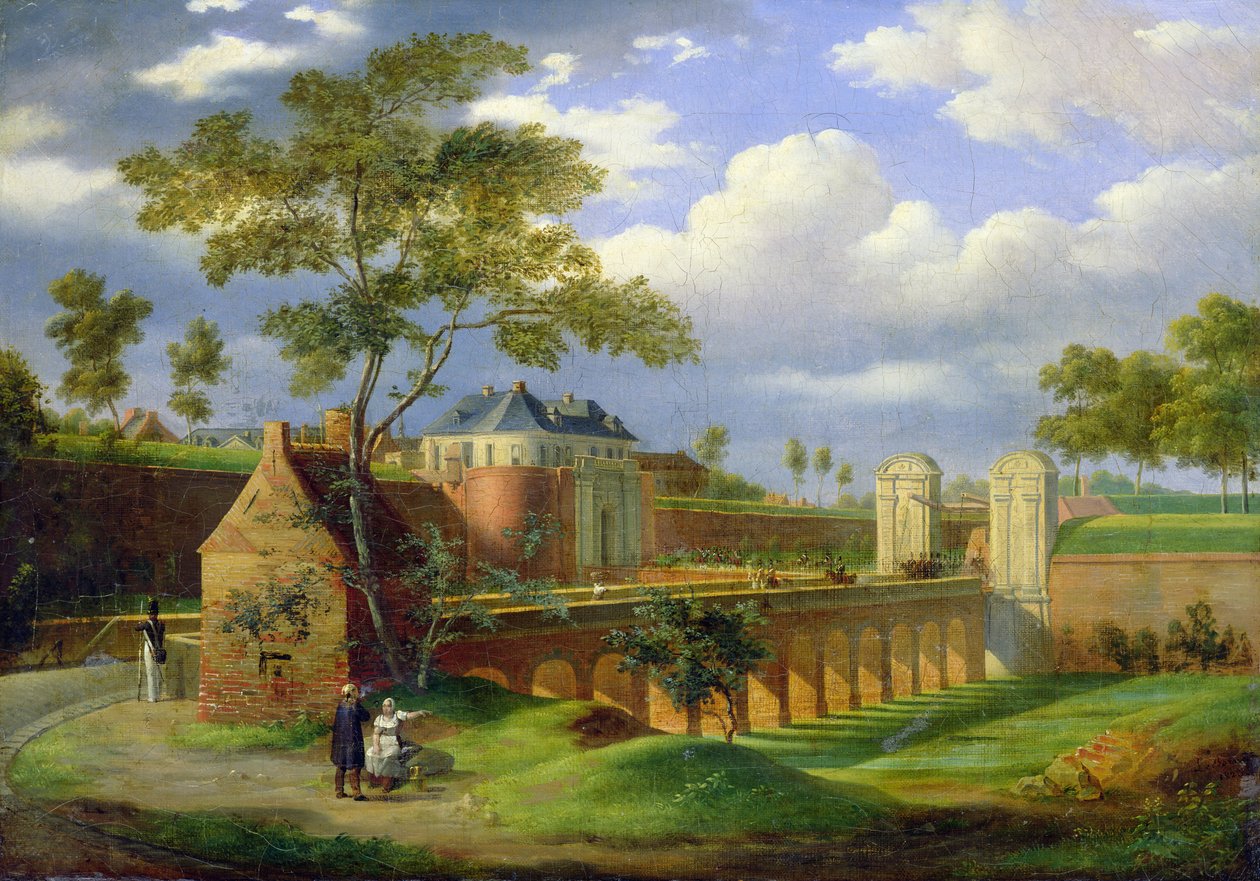 Vue de la Porte de Valenciennes à Douai - Joseph Louis Leborne
