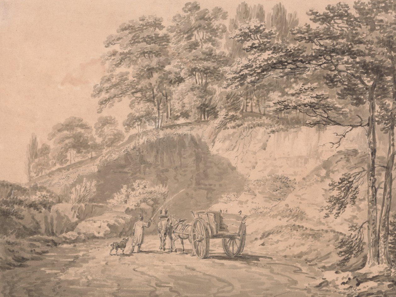 Homme avec cheval et charrette entrant dans une carrière - Joseph Mallord William Turner