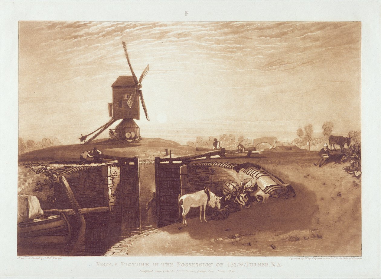 Moulin à vent et écluse, gravé par William Say (1768-1834) - Joseph Mallord William Turner