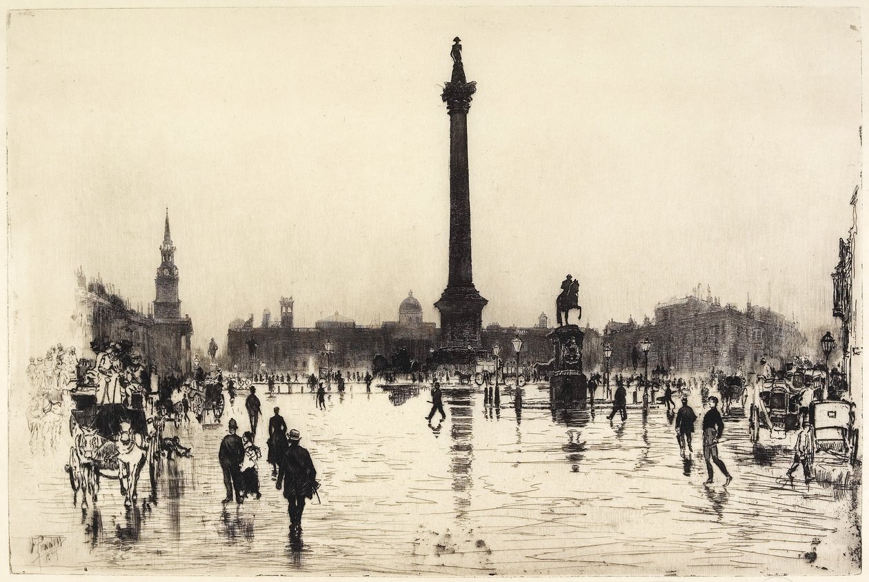 Monument de Nelson, Trafalgar Square, Londres, 1887 - Joseph Pennell