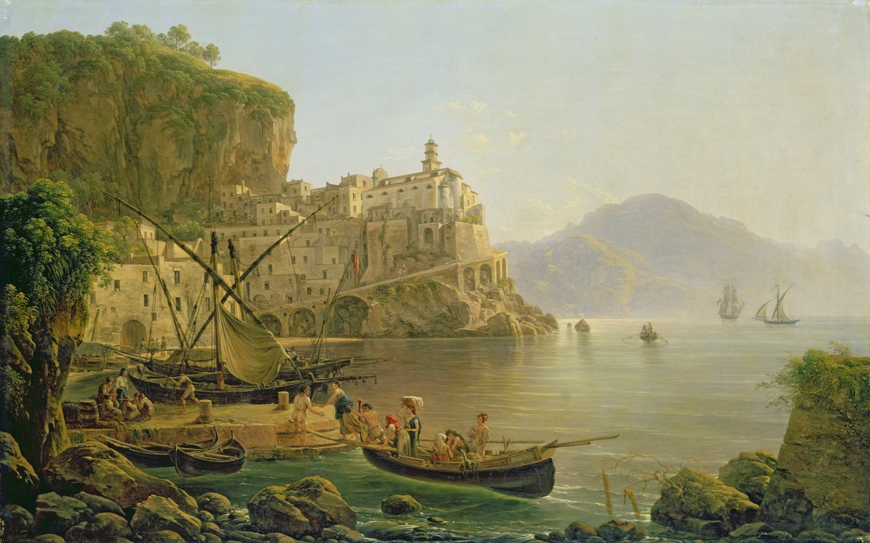 Vue vers Atrani sur la côte Amalfitaine, 1817 - Joseph Rebell