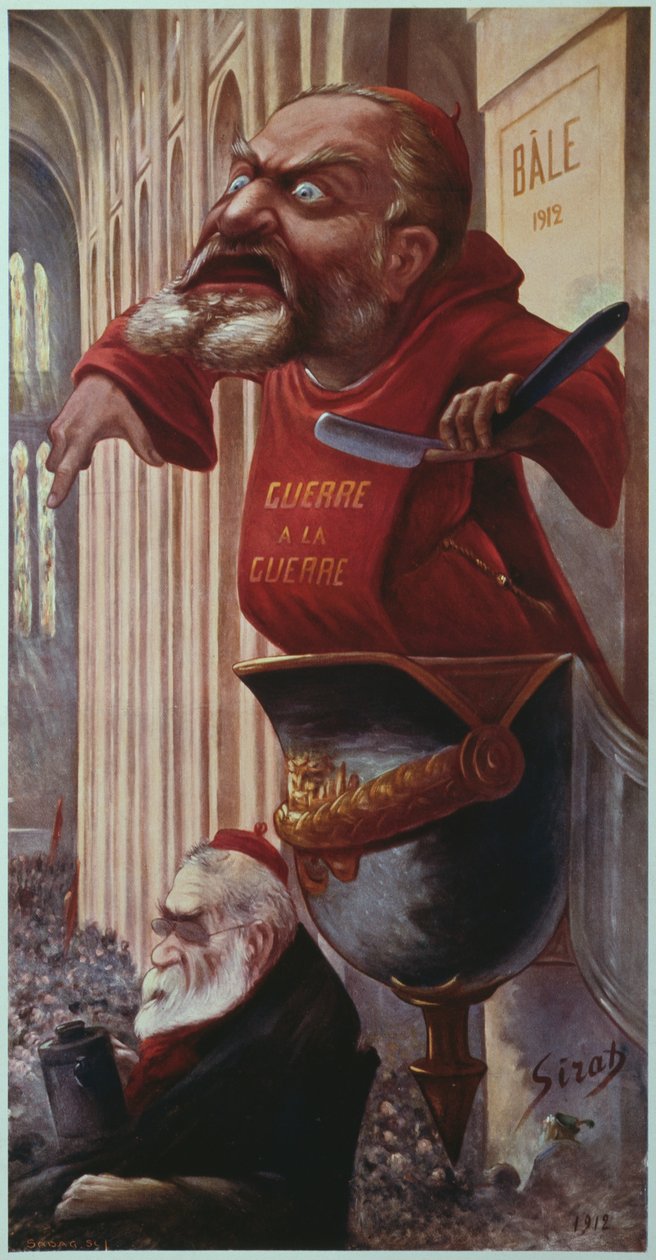 Caricature de Jean Jaurès et Édouard Vaillant au congrès de la Deuxième Internationale Socialiste tenu à Bâle, 1912 - Joseph Sirat