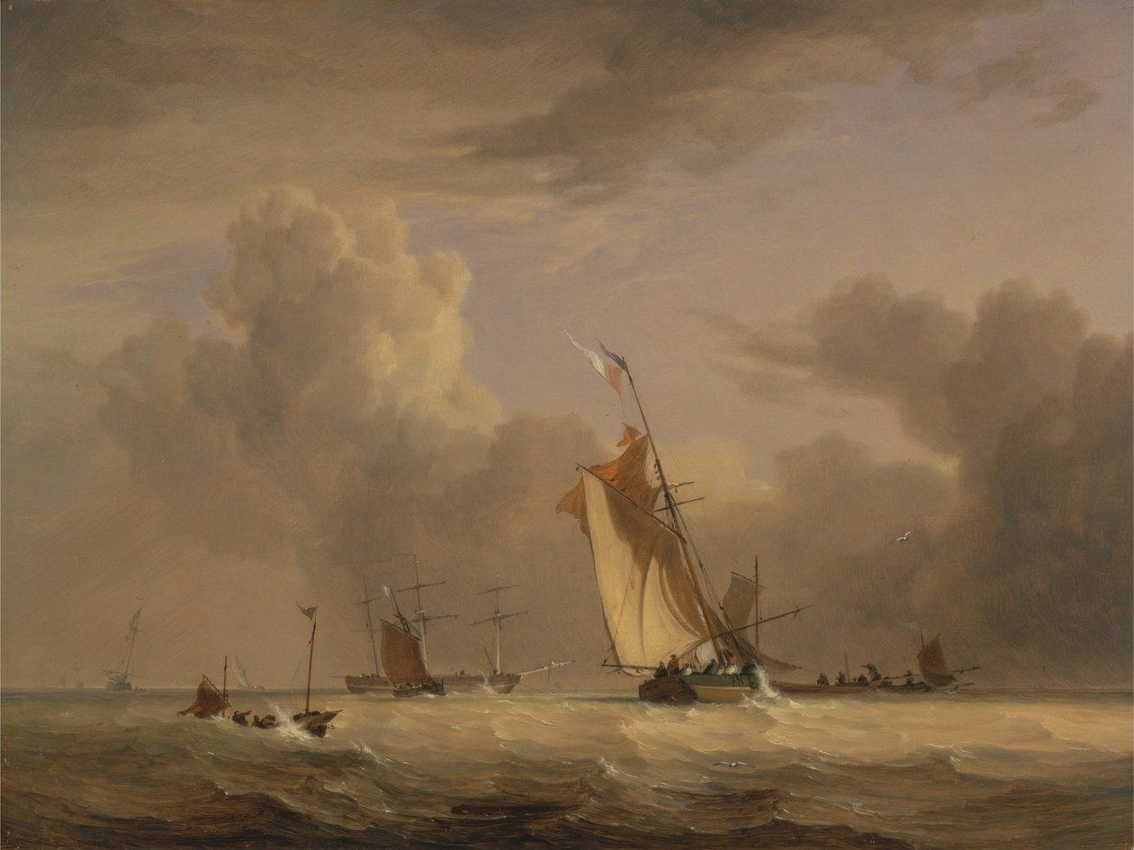 Chaloupe de pêche et autres navires par vent fort - Joseph Stannard