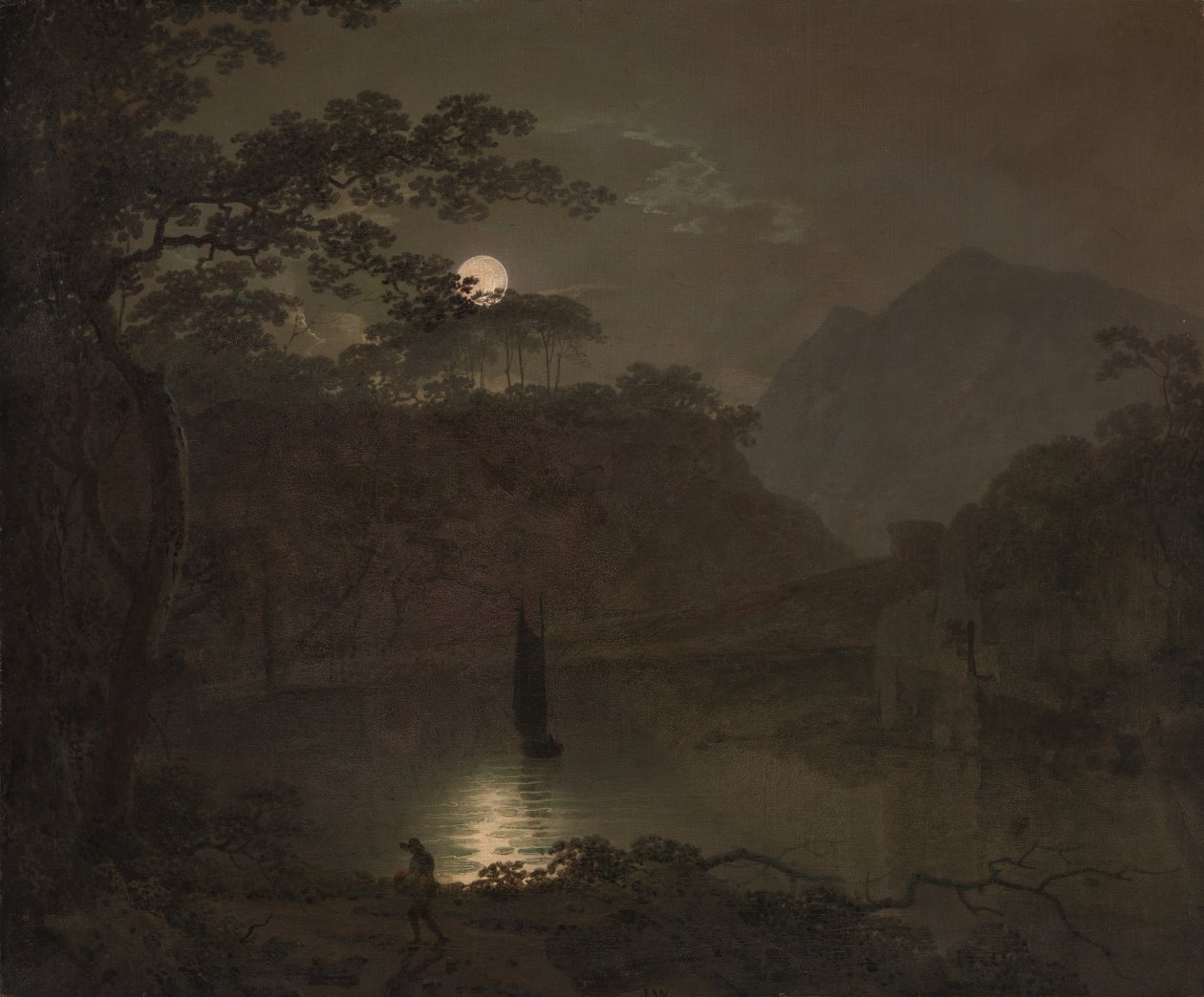 Un lac au clair de lune - Joseph Wright of Derby