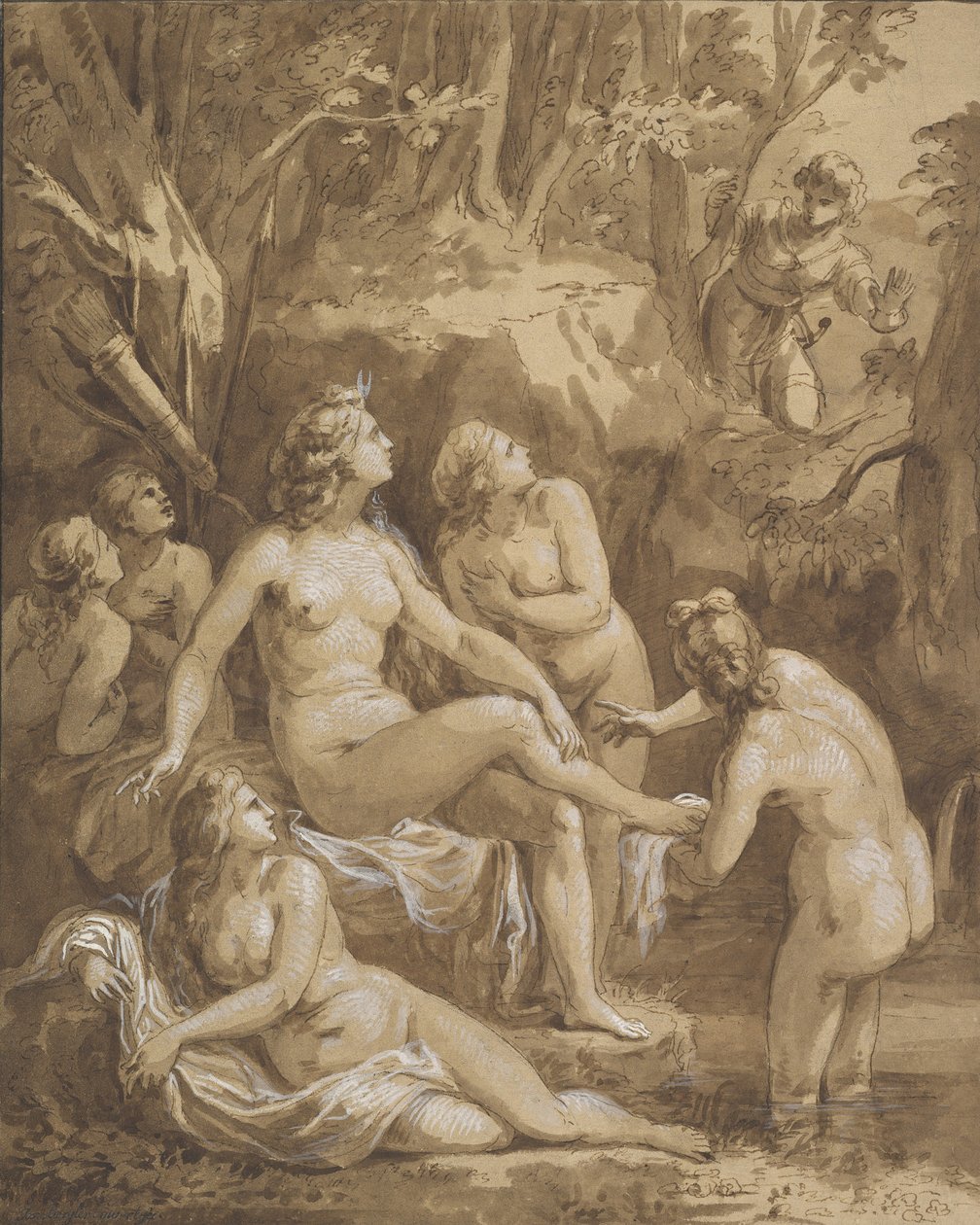 Diane et Actéon, fin 18e-début 19e siècle - Joseph Bergler