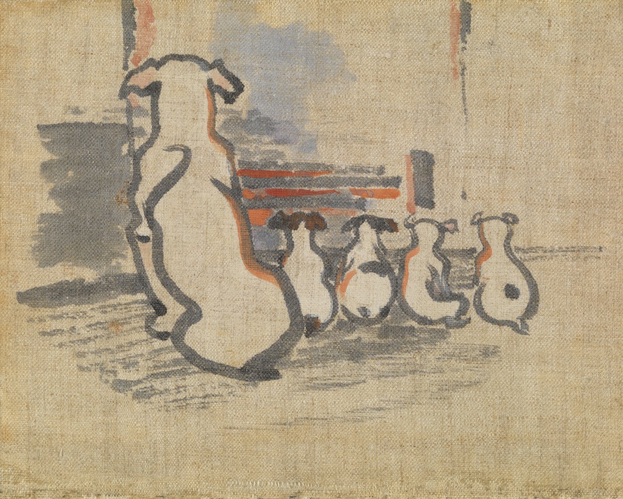 Chien de chasse et chiots - Joseph Crawhall