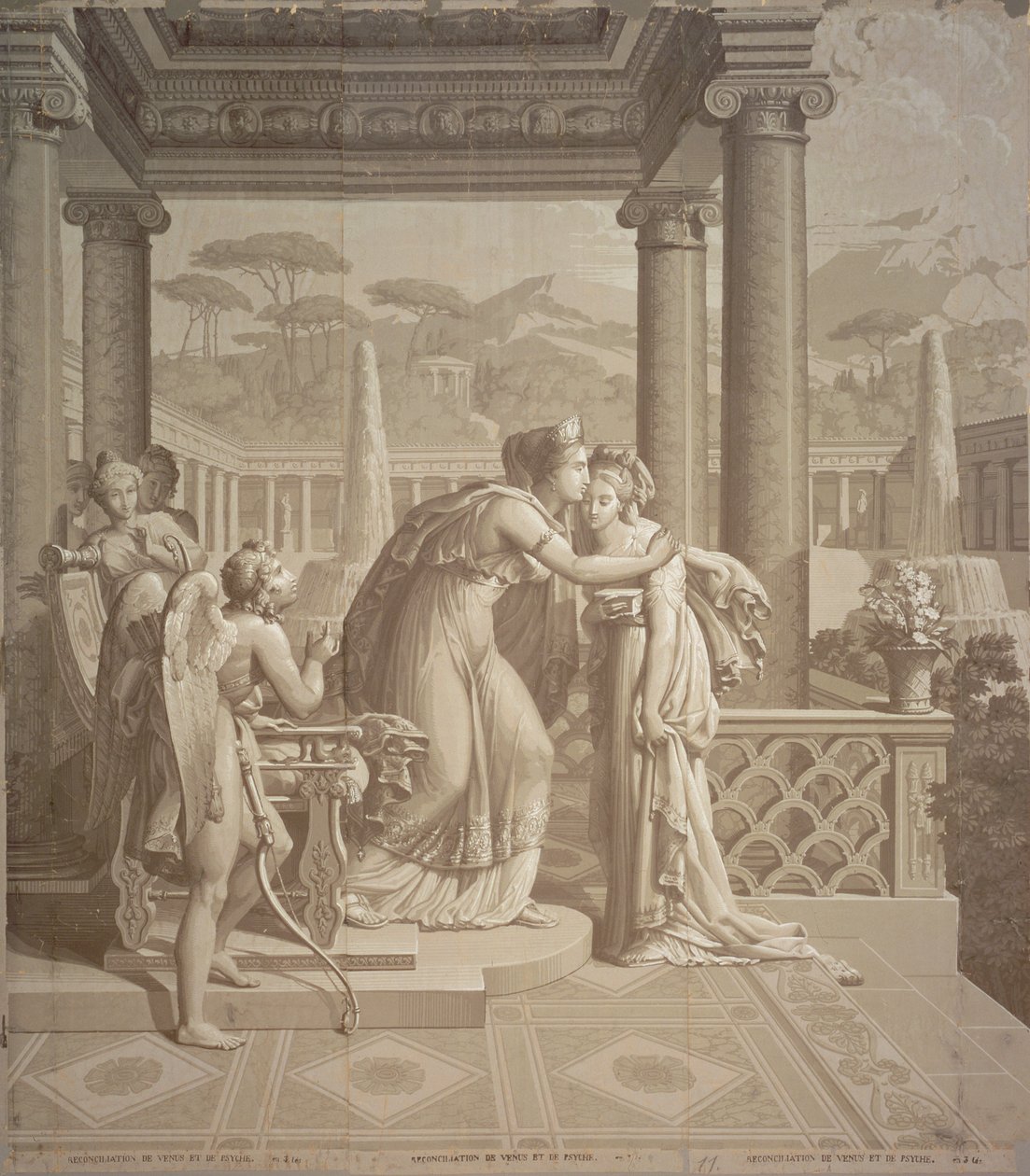Motif de papier peint avec Cupidon et Psyché, 1815 - Joseph Dufour