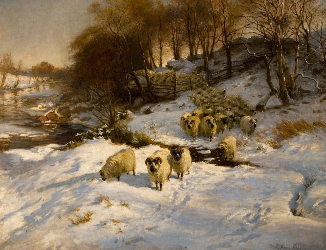 Moutons dans la neige - Joseph Farquharson