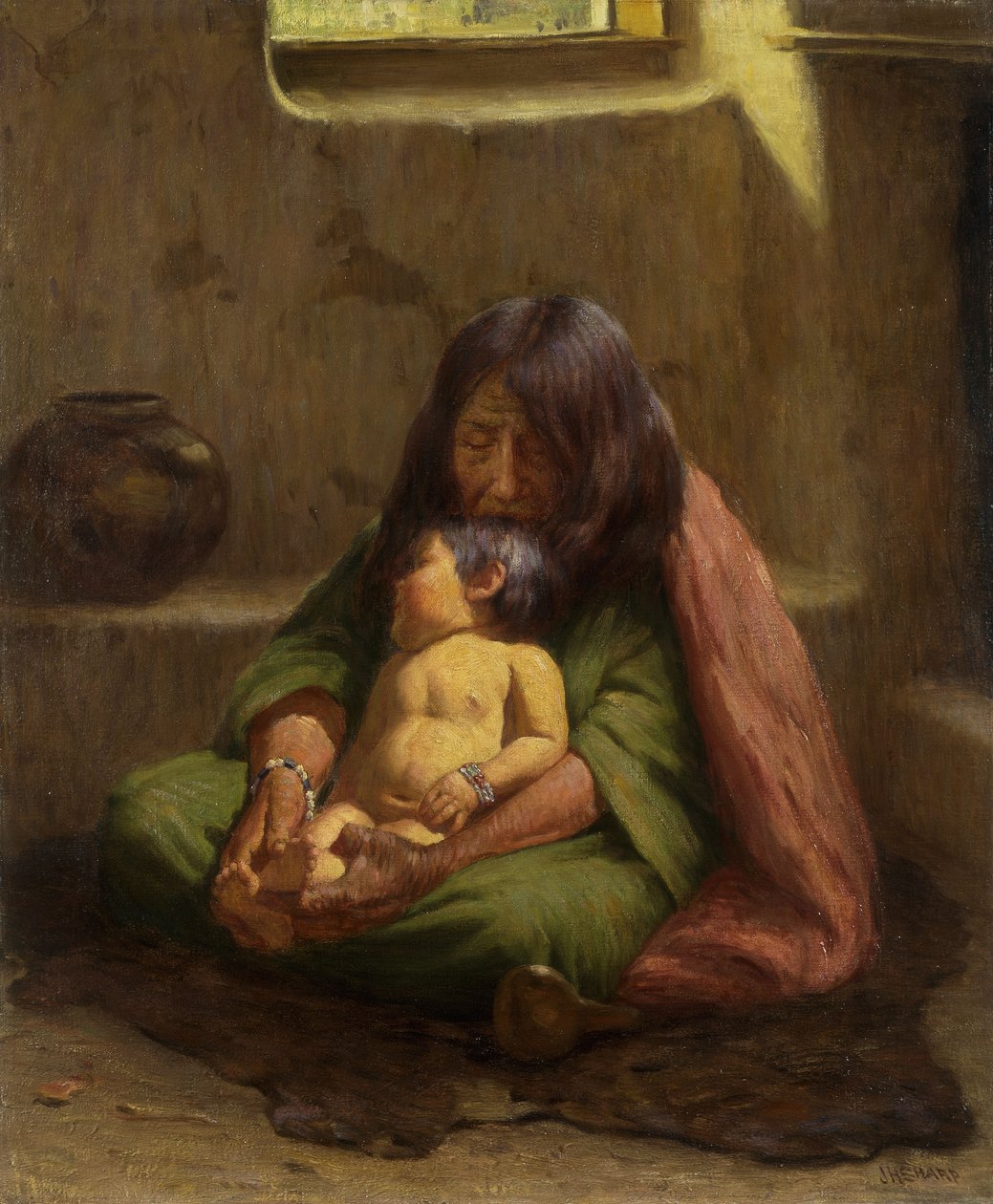 Mère indienne et bébé - Joseph Henry Sharp