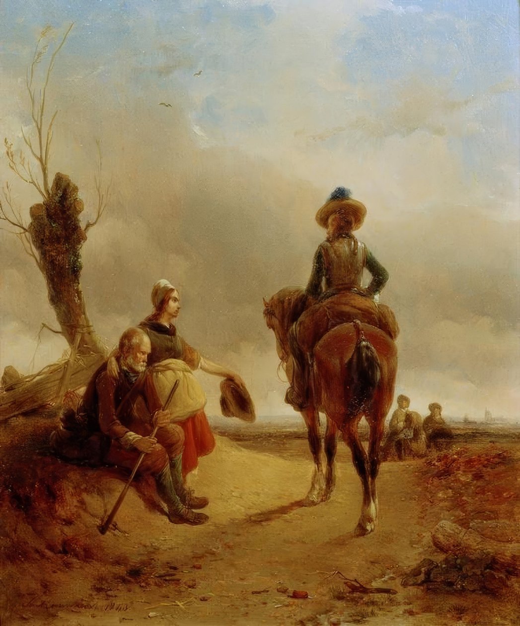 Paysage avec scène équestre baroque - Joseph Jodocus Moerenhout