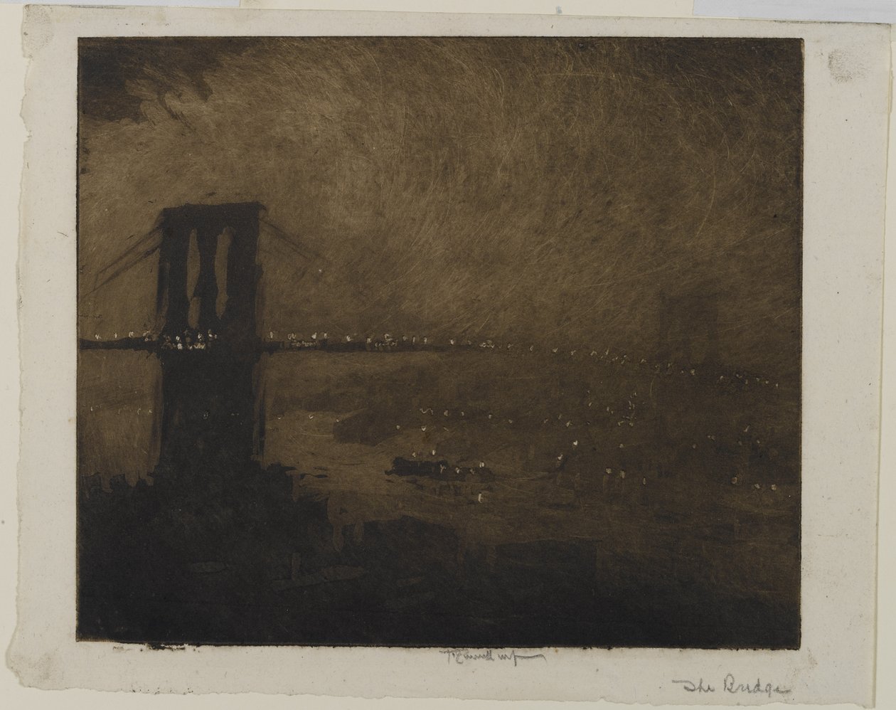 Pont de Brooklyn la nuit, 1922 - Joseph Pennell