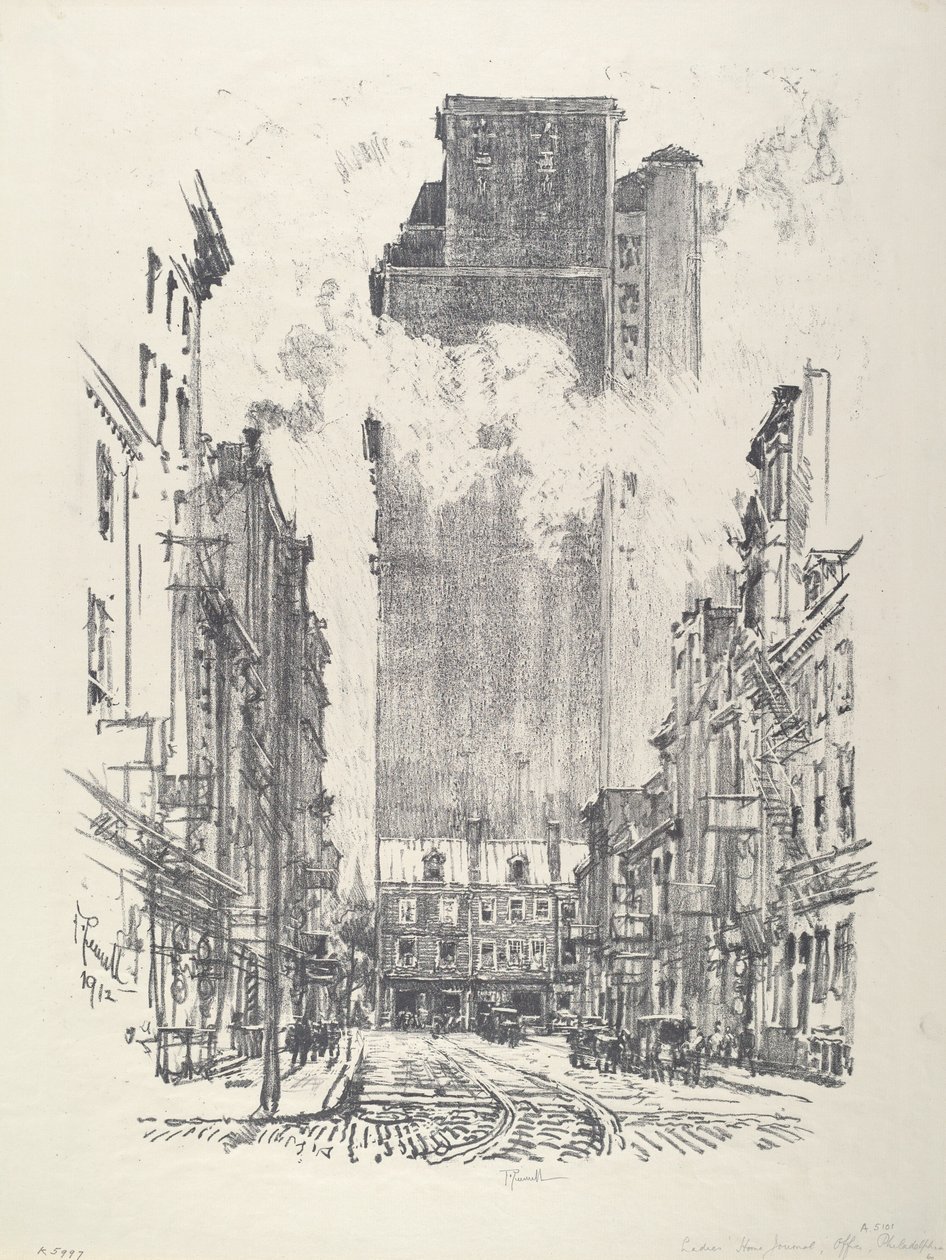 Down Sansom Street, 1912 - Joseph Pennell