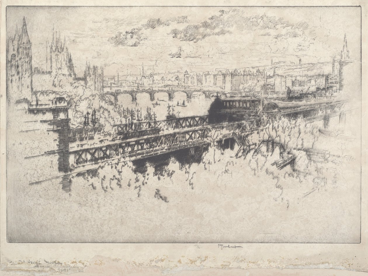 Londres sur le pont de Charing Cross - Joseph Pennell