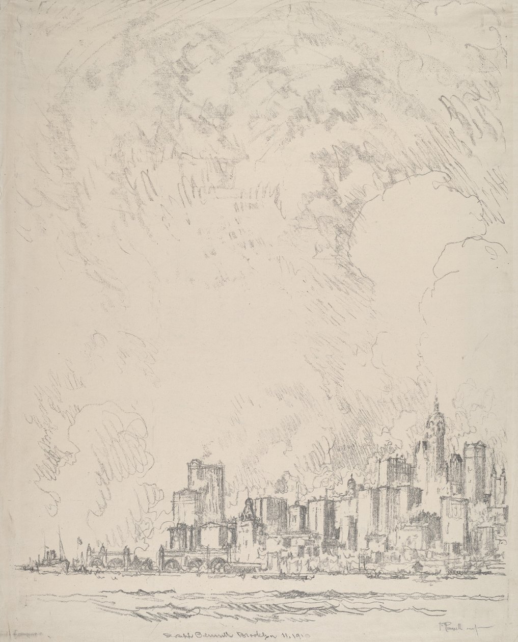 New York depuis Brooklyn, 1910 - Joseph Pennell