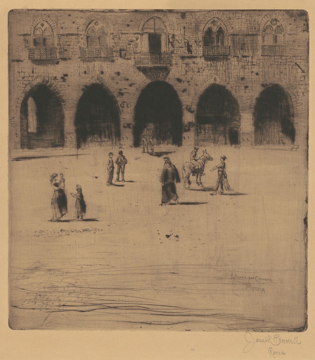 Plazza del Comune, Pistoia, 1883 - Joseph Pennell