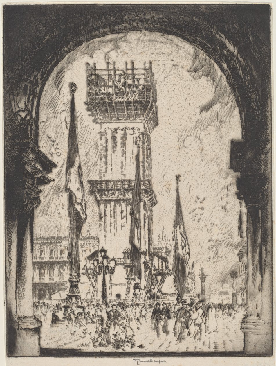 Reconstruction du Campanile, Venise, No.I - Joseph Pennell