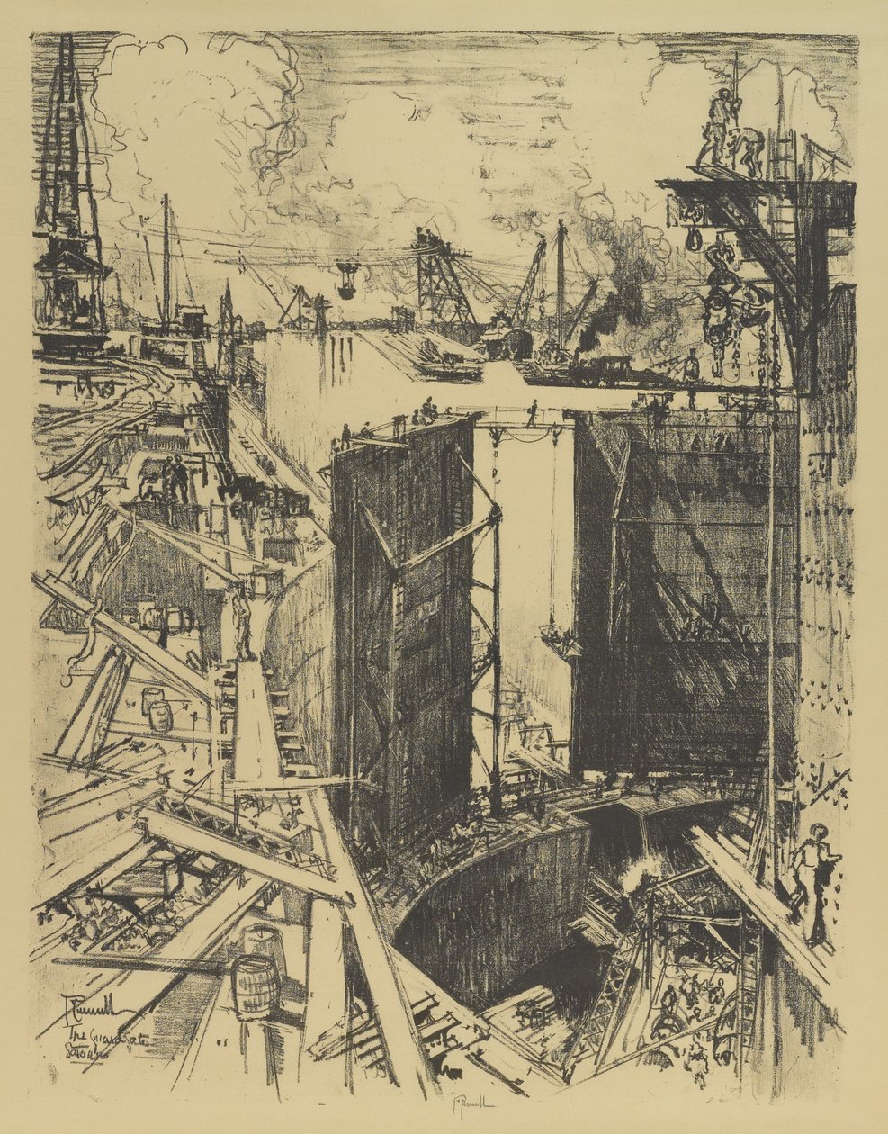 La Porte de Garde, Écluse de Gatun, 1912 - Joseph Pennell