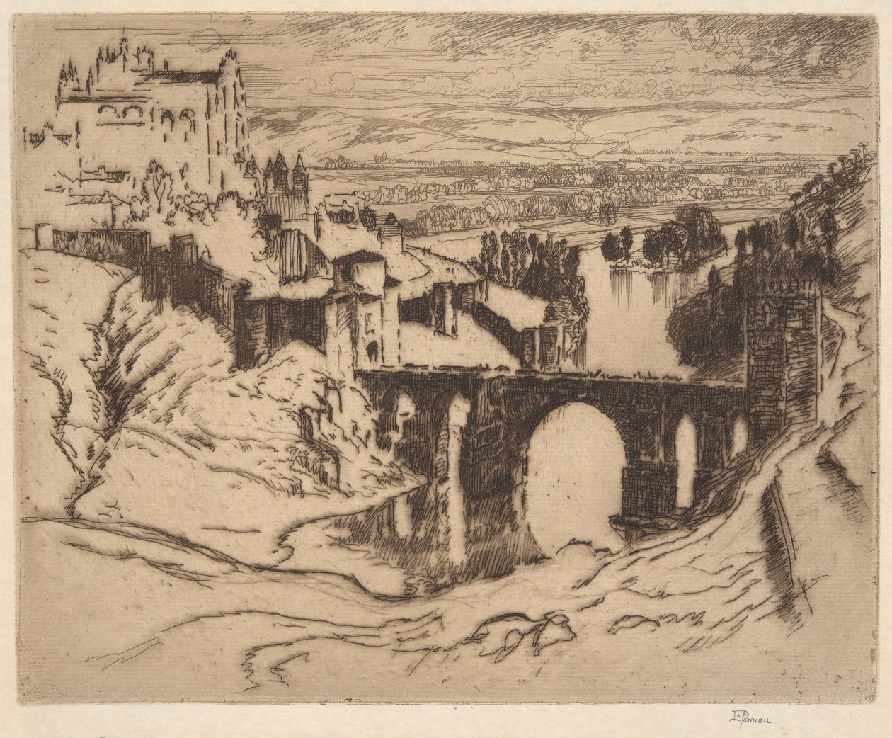 Sans titre [Pont de Saint-Martin, Tolède] - Joseph Pennell