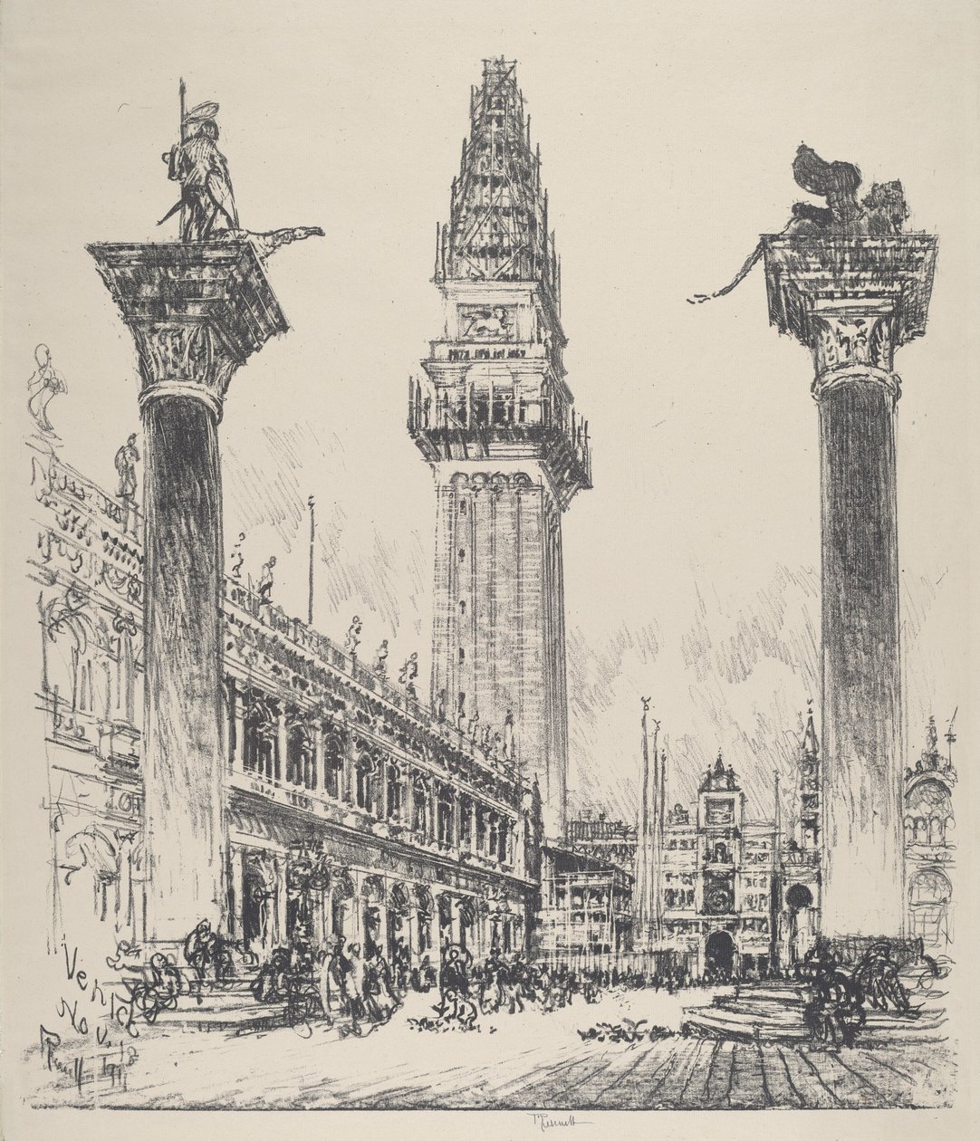 Venise, reconstruction du Campanile - Joseph Pennell